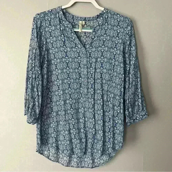 Grand and Greene Blue Print Blouse - Picture 1 of 4